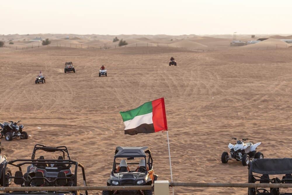 Quad bike riding station in the desert near Dubai. United Arab Emirates Middle East