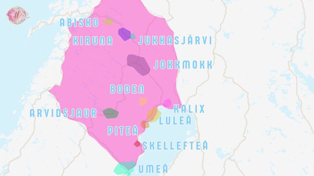 Map of Swedish Lapland  for the best areas to stay