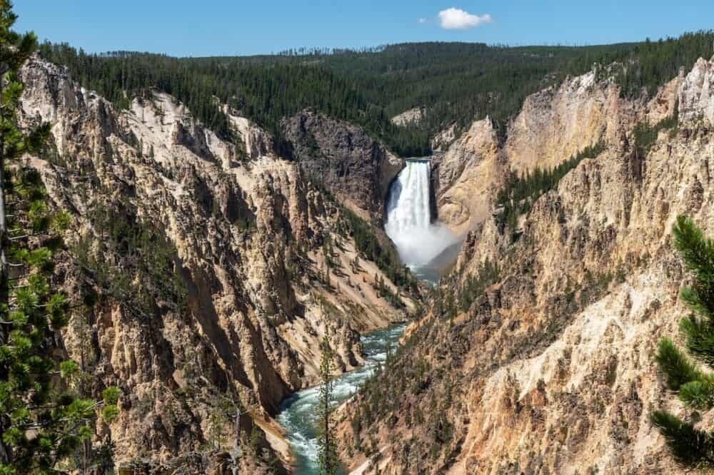 Waterfall at the Grand Canyon of The Yellowstone in Yellowstone National Park