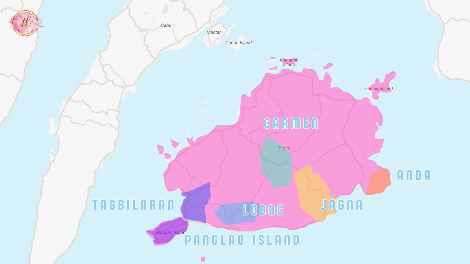 Map of Bohol areas to stay