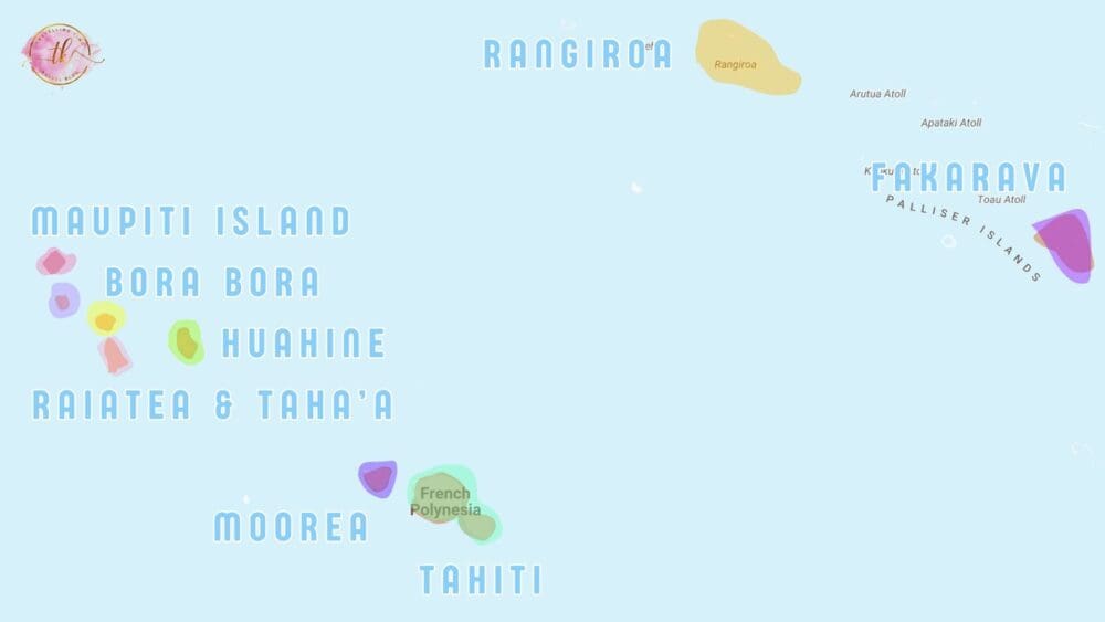 Map of best areas to stay in French Polynesia