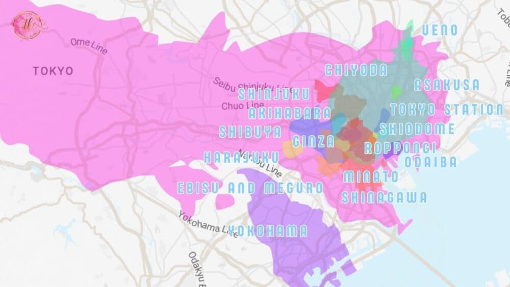 Map of areas to stay in Tokyo