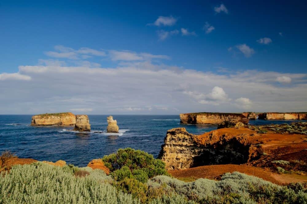 Bay of Martyrs. Tourist attraction on the Great Ocean Road. Rock formation in the ocean. Australia landscape. Victoria, Australia