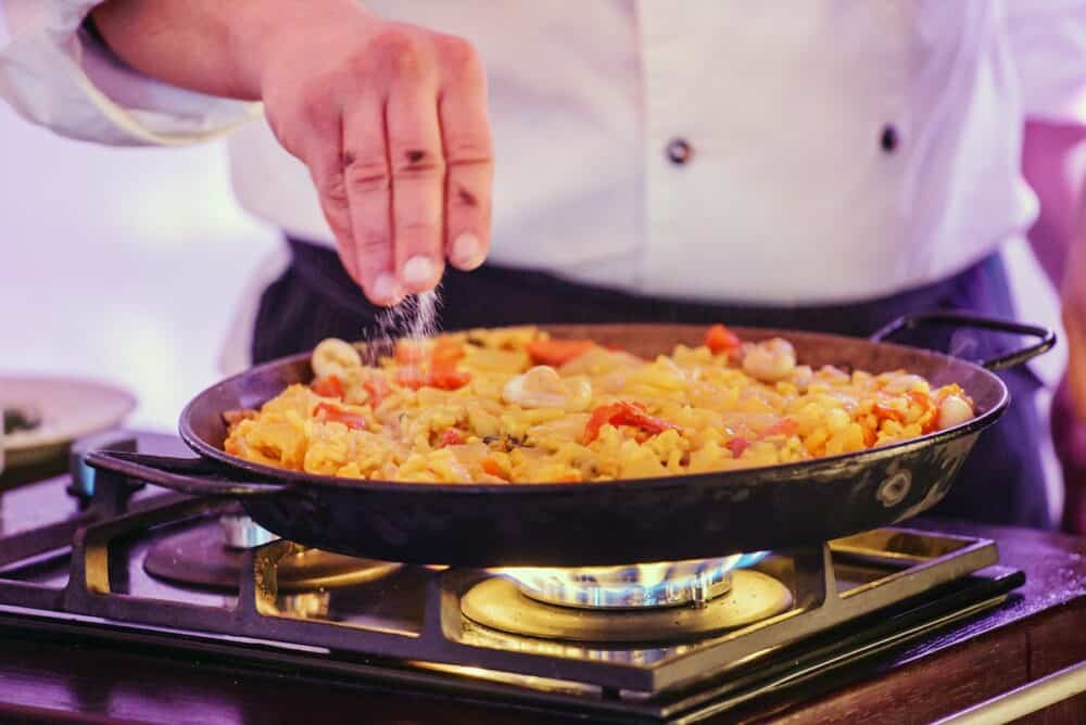 chef making paella
