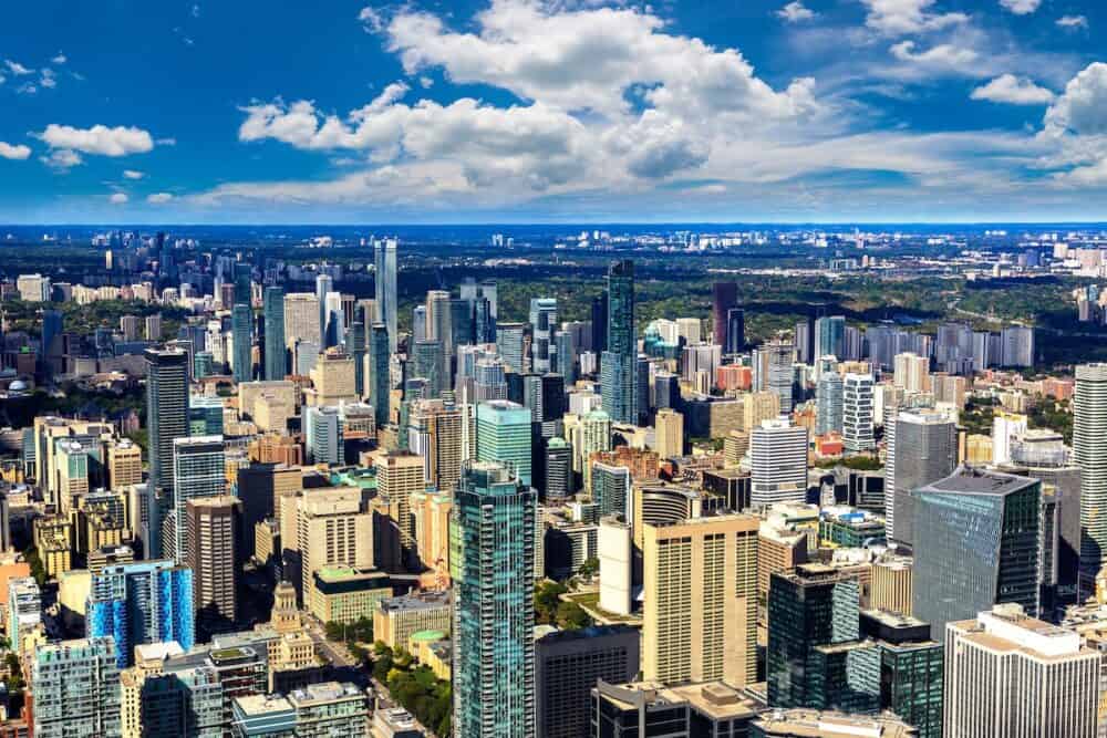 Panoramic aerial view of Toronto  in a sunny day, Ontario, Canada