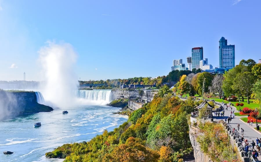 View of Niagara Falls in Canada in autumn