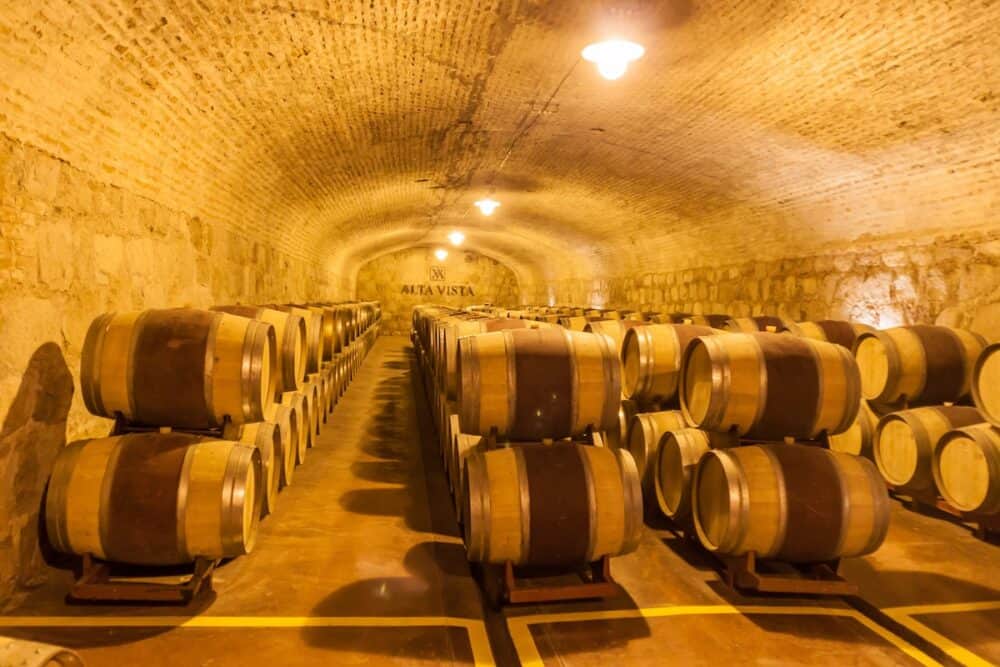 Wine cellar of winery Altavista in Chacras de Coria village, near Mendoza, Argentina